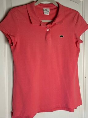 Lacoste Coral Pink Short Sleeve 2-button Polo Top